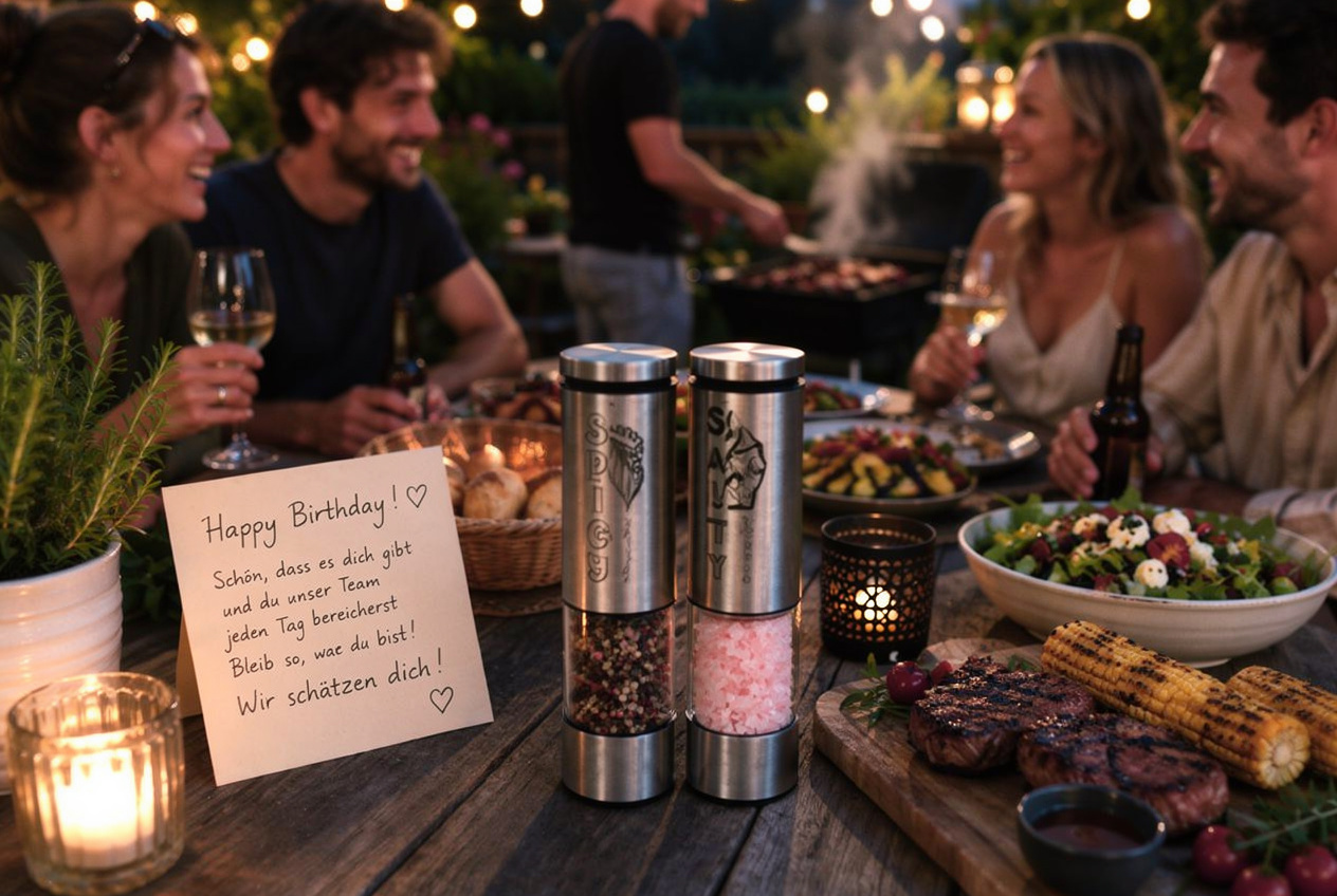 Salz- und Pfeffermühle aus der Wertschätzungsbox als besonderes Mitarbeitergeschenk für Events und Grillabende